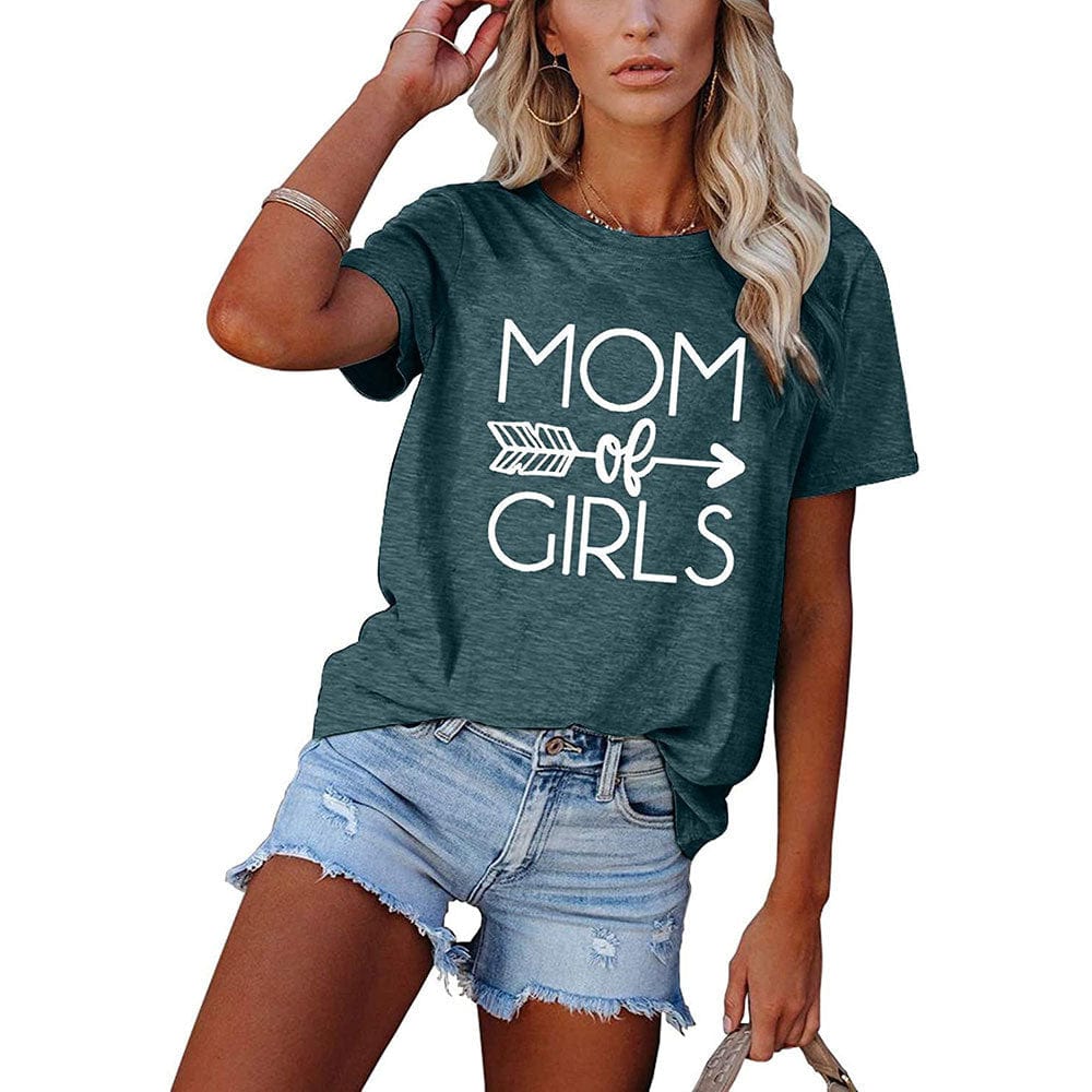 MOMORGIRLS letter printed round neck short sleeve T-shirt