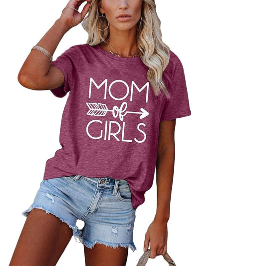 MOMORGIRLS letter printed round neck short sleeve T-shirt