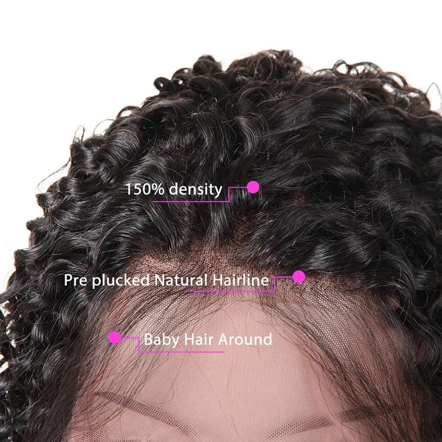 Mongolian kinky curly human hair lace front wig 13x4 13x6 cuticle aligned hair transparent pre plucked lace wig with baby hair
