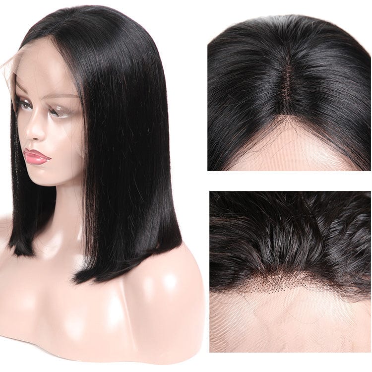 Moonhair 150 Density Black Color 4X4 5X5 13X4 Lace Closure New Design Short Human Hair Peruvian Bob Wigs Lace Front