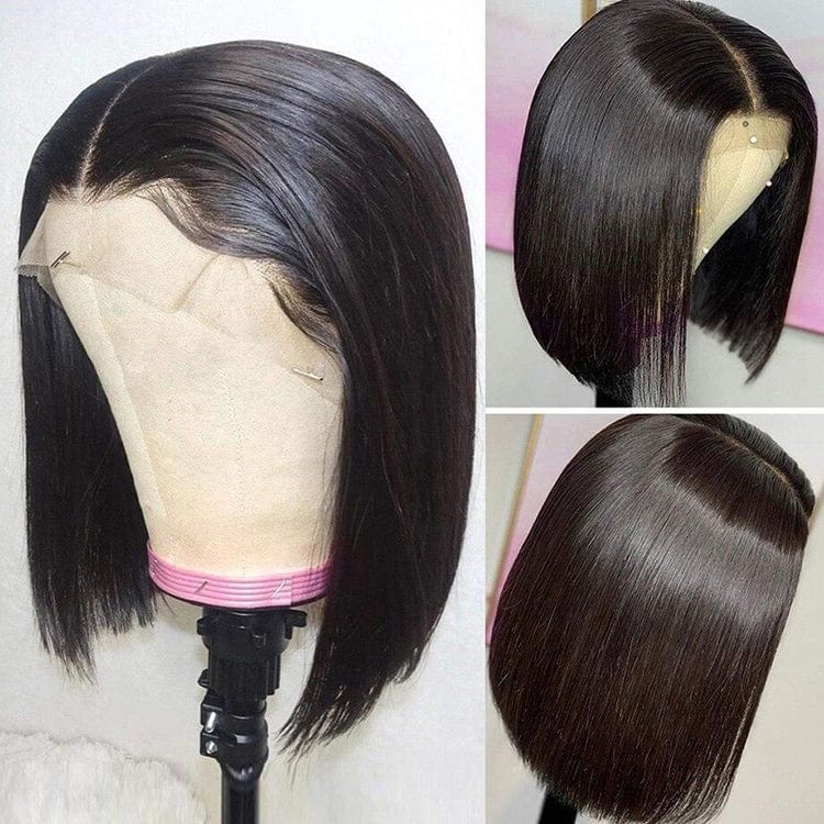 Moonhair 150 Density Black Color 4X4 5X5 13X4 Lace Closure New Design Short Human Hair Peruvian Bob Wigs Lace Front