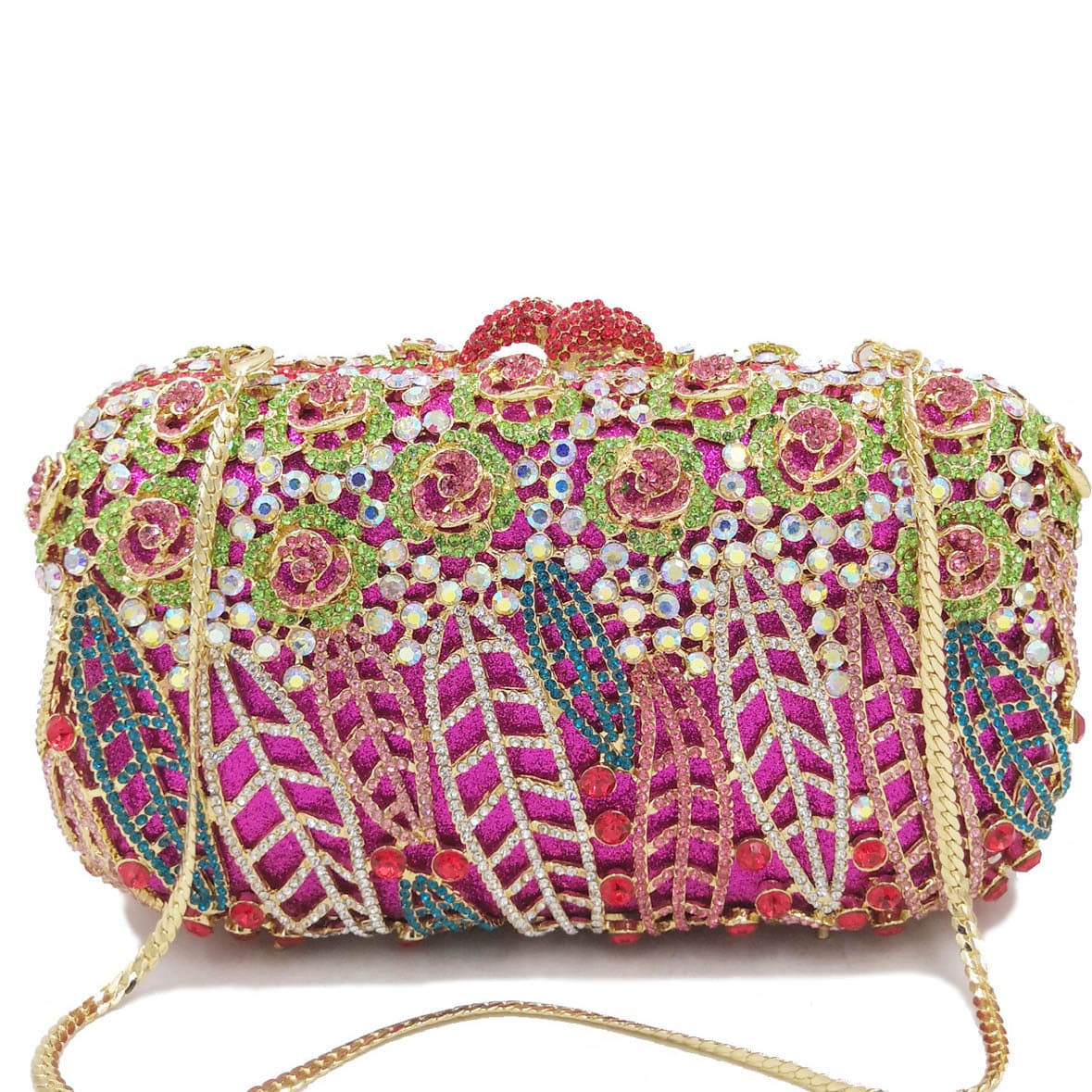 MS704-1 Luxury fashion designer women evening flower crystal hand clutch bags rhinestone purse for party