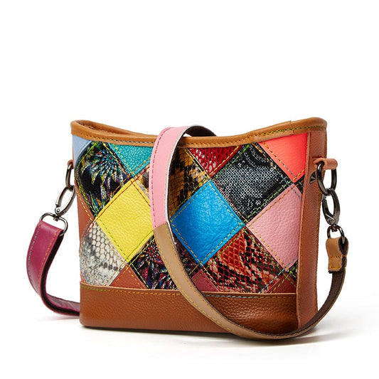 Multi Contrast color women new leather cross bag ladies mini shoulder bag genuine leather bags for women