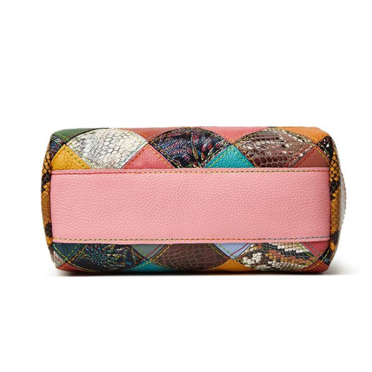 Multi Trendy genuine leather contrast color messenger boston bag women retro shoulder pillow bag new ladies handbags
