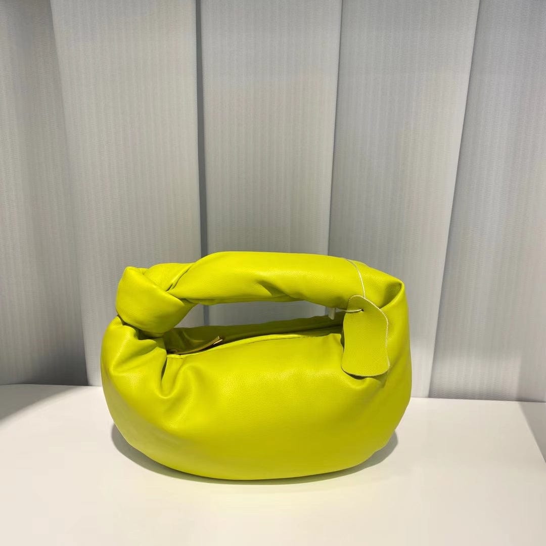Mustard Lady GENUINE LEATHER PURSE ELEGANT handbag KNOT LEATHER PURSE