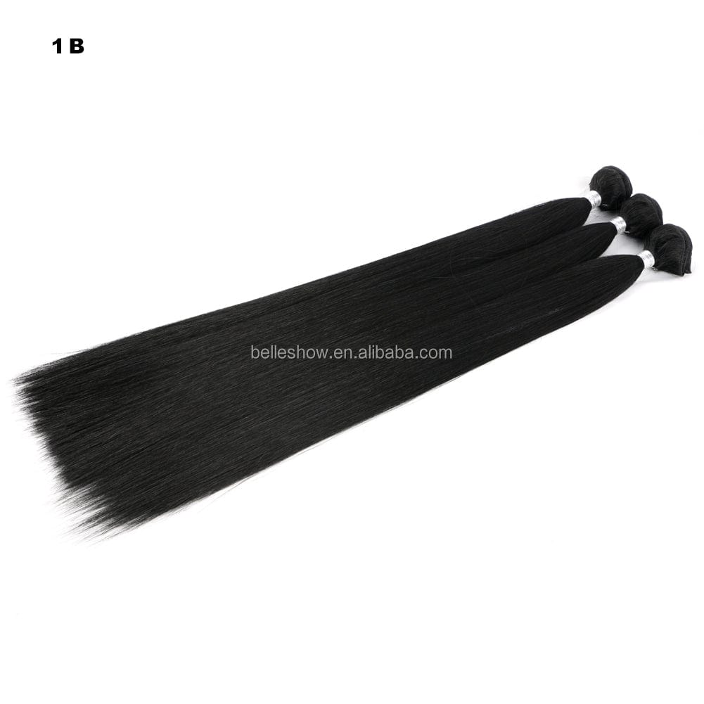 Nature High Temperature Synthetic Hair Weave Extensions 26 Inch Long Bone Straight Ash Blonde Silk Hair Bundle Full To End