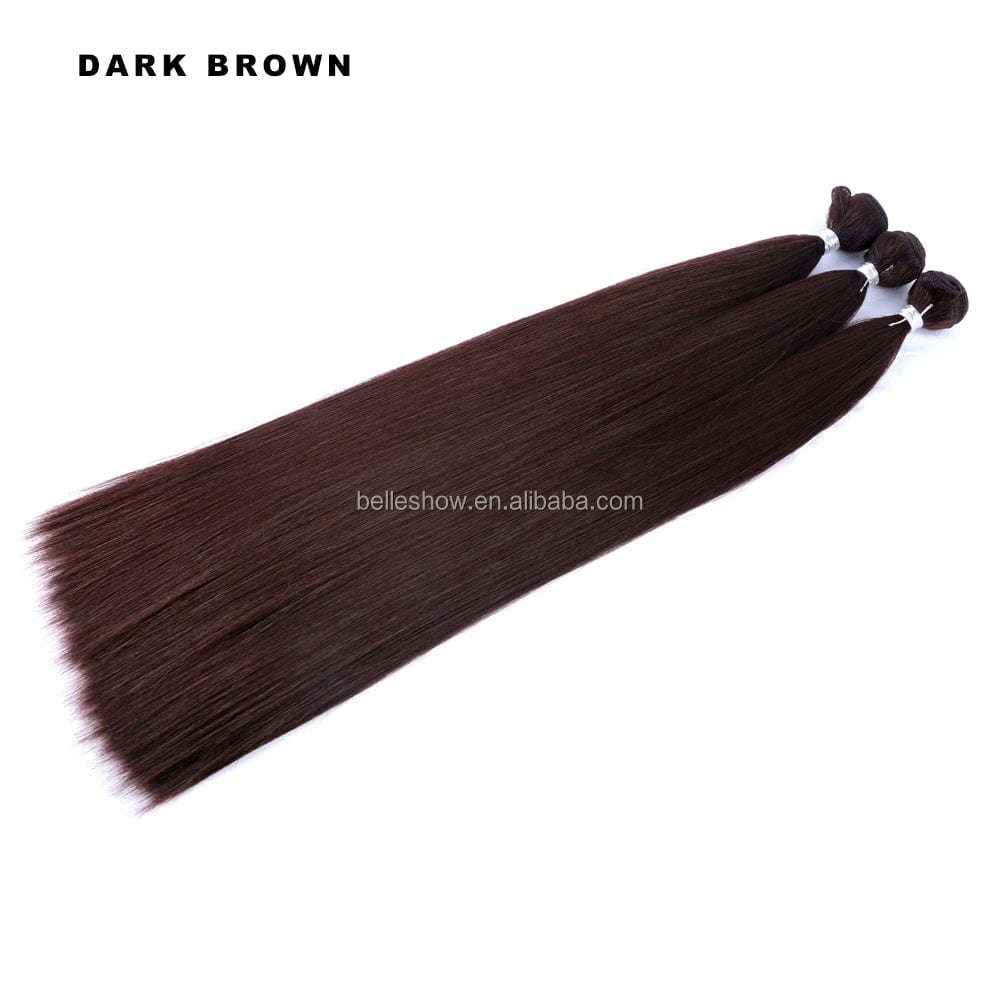 Nature High Temperature Synthetic Hair Weave Extensions 26 Inch Long Bone Straight Ash Blonde Silk Hair Bundle Full To End