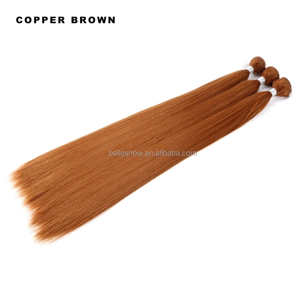 Nature High Temperature Synthetic Hair Weave Extensions 26 Inch Long Bone Straight Ash Blonde Silk Hair Bundle Full To End