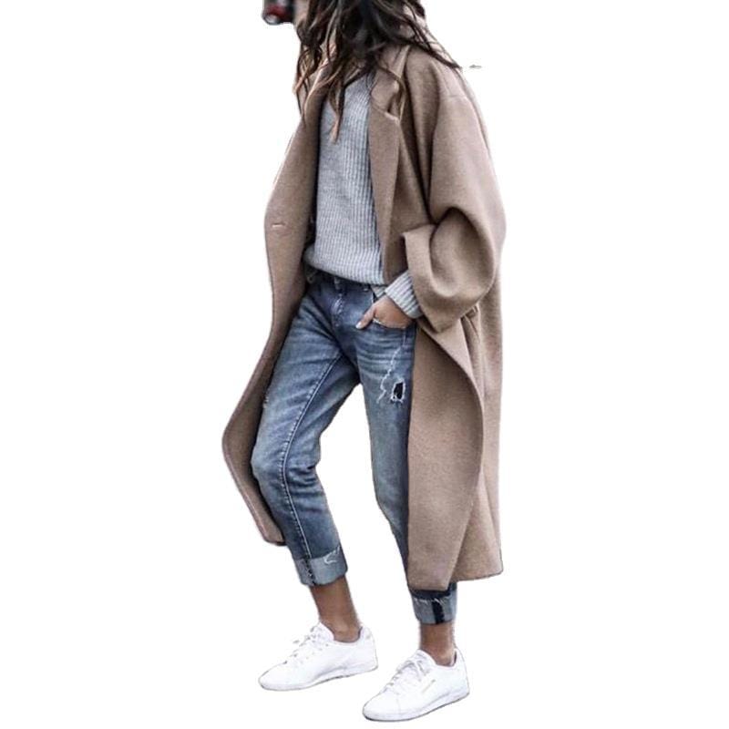New 2022 Designs Autumn Winter Printed Casual Long Overcoat Women's Plus Size Trench Coats for Ladies