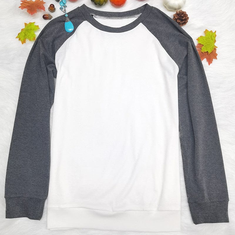 New 2022 Female T-shirt Round collar Contrast Color Long Sleeve T Shirt Women spring T-Shirts For Women Patchwork T Shirt