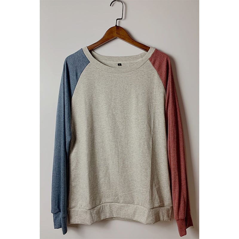 New 2022 Female T-shirt Round collar Contrast Color Long Sleeve T Shirt Women spring T-Shirts For Women Patchwork T Shirt