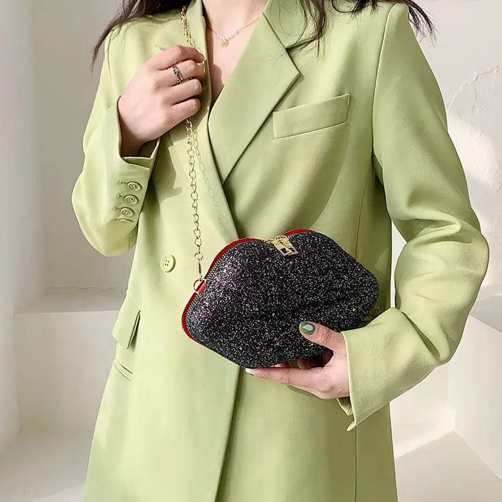 New 2022 Unique Lips Shape Chain Bags Women Handbags Luxury Bling Ladies Designer Crossbody Purses