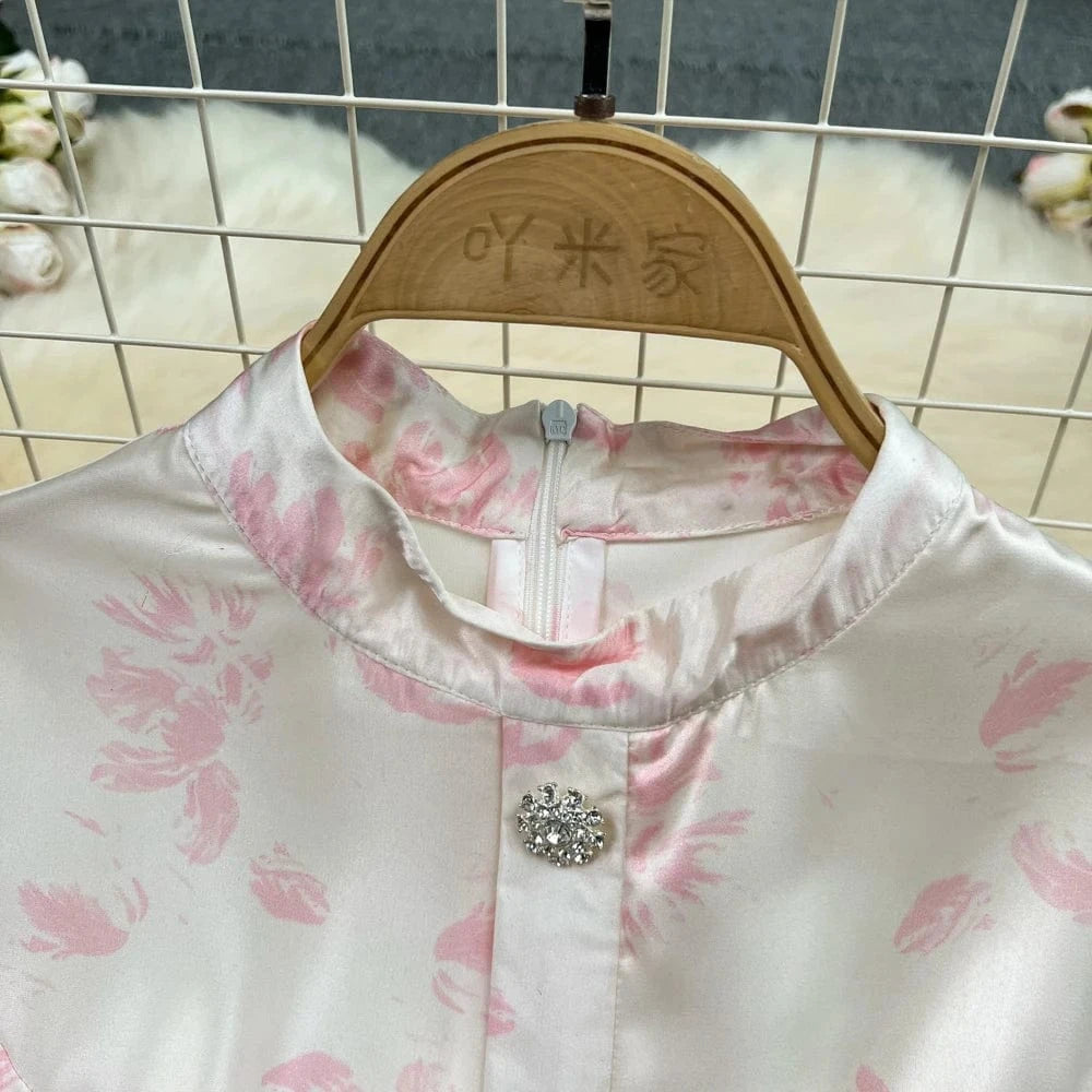 New 2024 Korean Chic Long Sleeve Sweet Floral Print Dress Women Casual Dresses Clothing