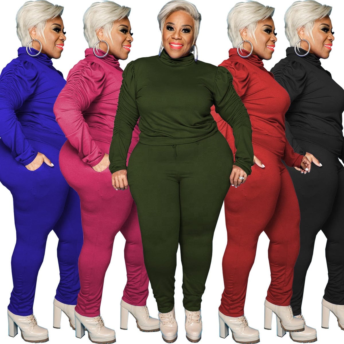 New Arrival 2022 Fall Custom Logo Knitted Suit Trending Solid Color Long Sleeves Fashion Casual Plus Size 2 Piece Outfits