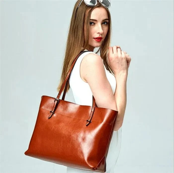 New arrival big capacity ladies handbag tote genuine leather hand bag for women