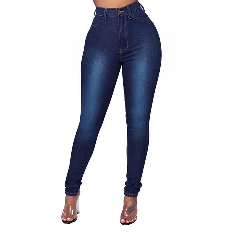 New Arrival Fashion New Design Pencil Fall Stretch Slim High Waist Blue Denim Pants Women Jeans