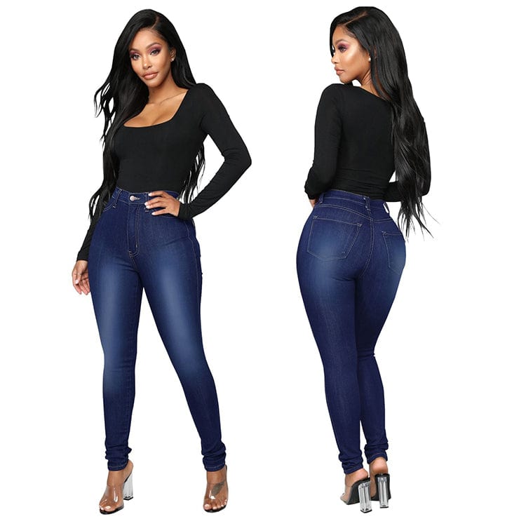 New Arrival Fashion New Design Pencil Fall Stretch Slim High Waist Blue Denim Pants Women Jeans