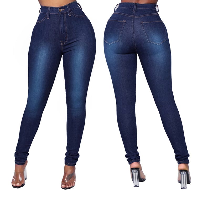 New Arrival Fashion New Design Pencil Fall Stretch Slim High Waist Blue Denim Pants Women Jeans