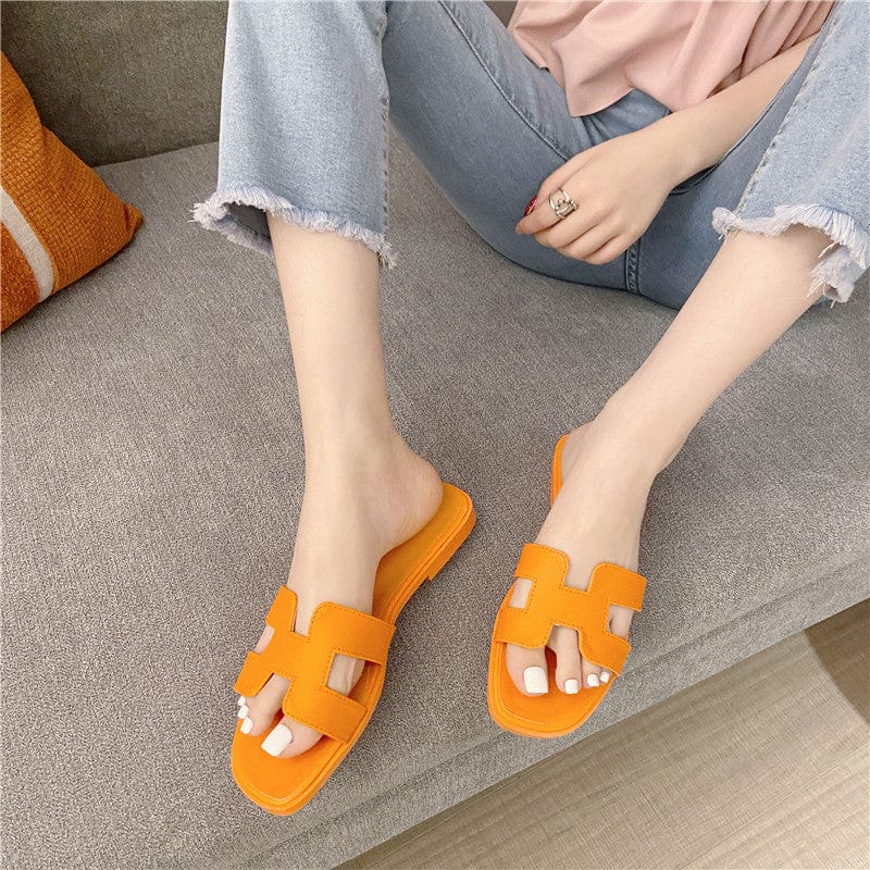 new arrival H cheap price good quality summer candy color korea style female sandal slippers flat bottom outdoor fashion slides