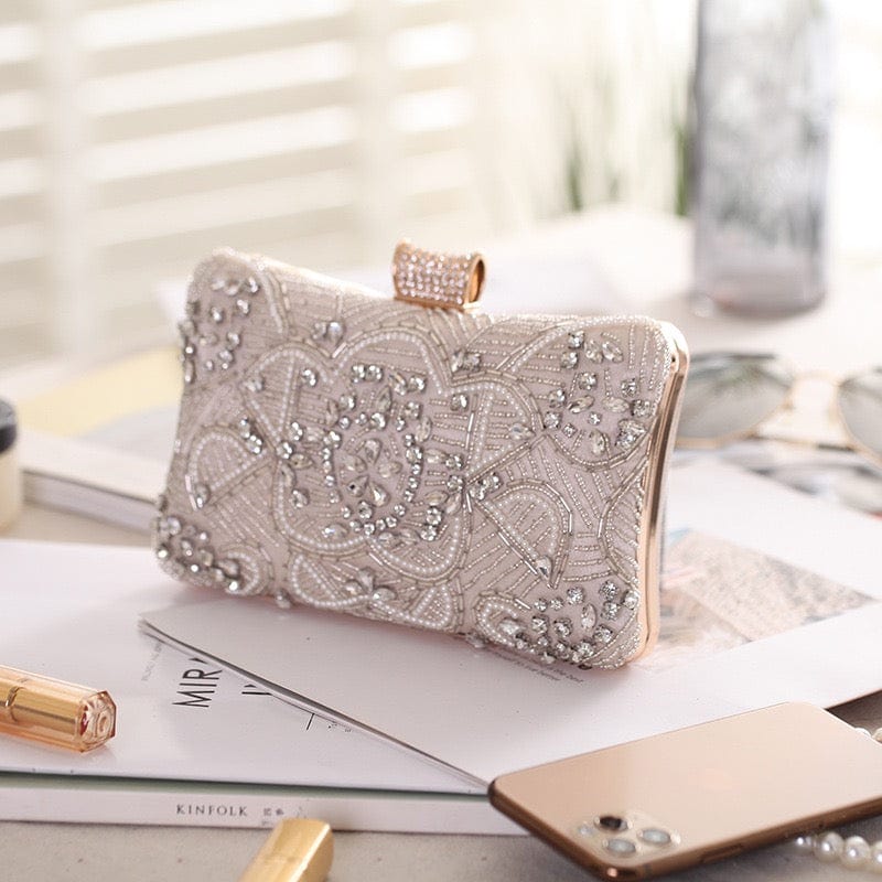 New Arrival Luxury Designer Handmade Embroidery Ladies Chains Party Rhinestones Evening Money Clutch Hand Bags Purse