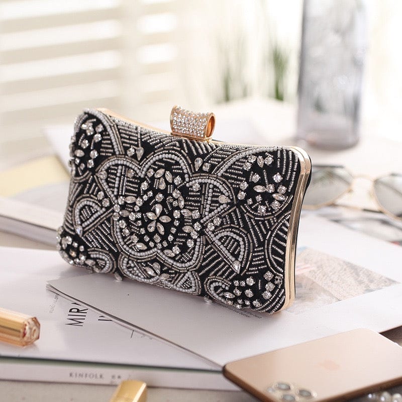 New Arrival Luxury Designer Handmade Embroidery Ladies Chains Party Rhinestones Evening Money Clutch Hand Bags Purse