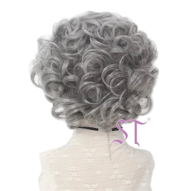 New Arrival Short Wig 12inch Short Granny Grey Wavy Donguan Factory Wigs Yingxiu Live Steaming Wigs For Christmas Party