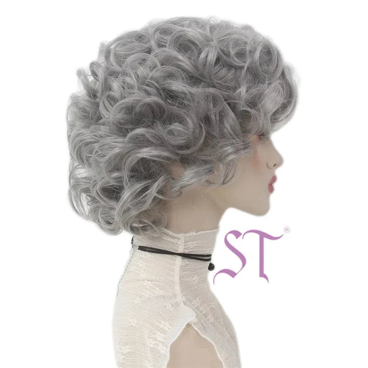 New Arrival Short Wig 12inch Short Granny Grey Wavy Donguan Factory Wigs Yingxiu Live Steaming Wigs For Christmas Party