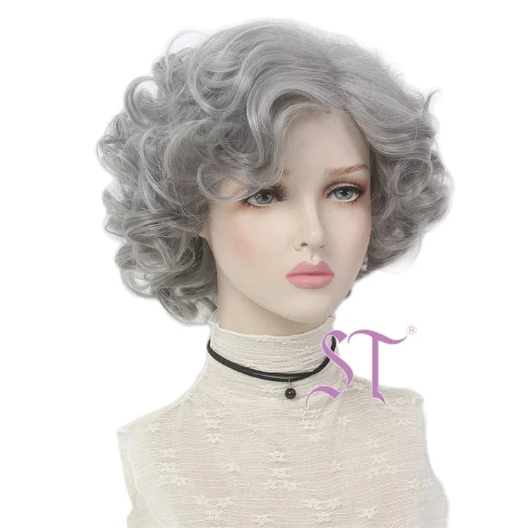 New Arrival Short Wig 12inch Short Granny Grey Wavy Donguan Factory Wigs Yingxiu Live Steaming Wigs For Christmas Party