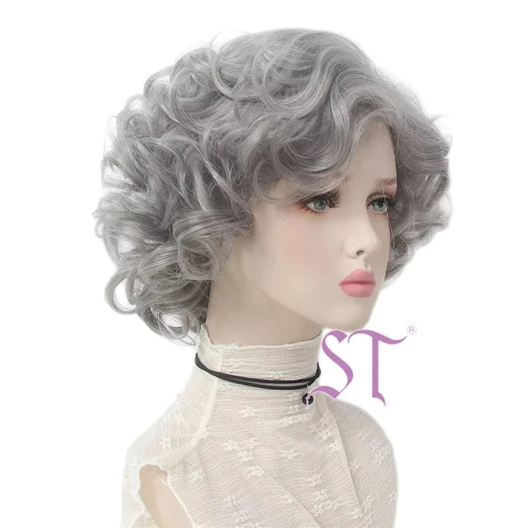 New Arrival Short Wig 12inch Short Granny Grey Wavy Donguan Factory Wigs Yingxiu Live Steaming Wigs For Christmas Party
