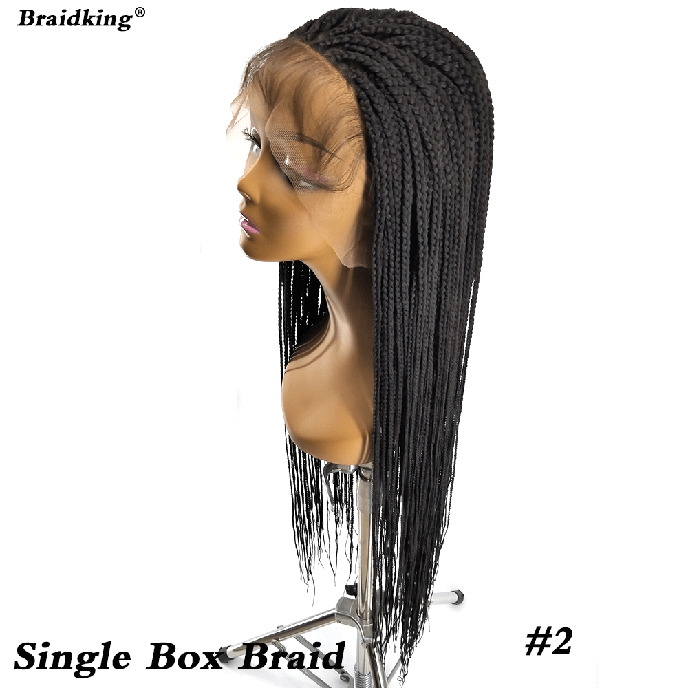 New Arrival Synthetic Single Box Braid Lace Front Wig Natural Long Straight Braiding Hair #1 #1B #2color available for Daily Use