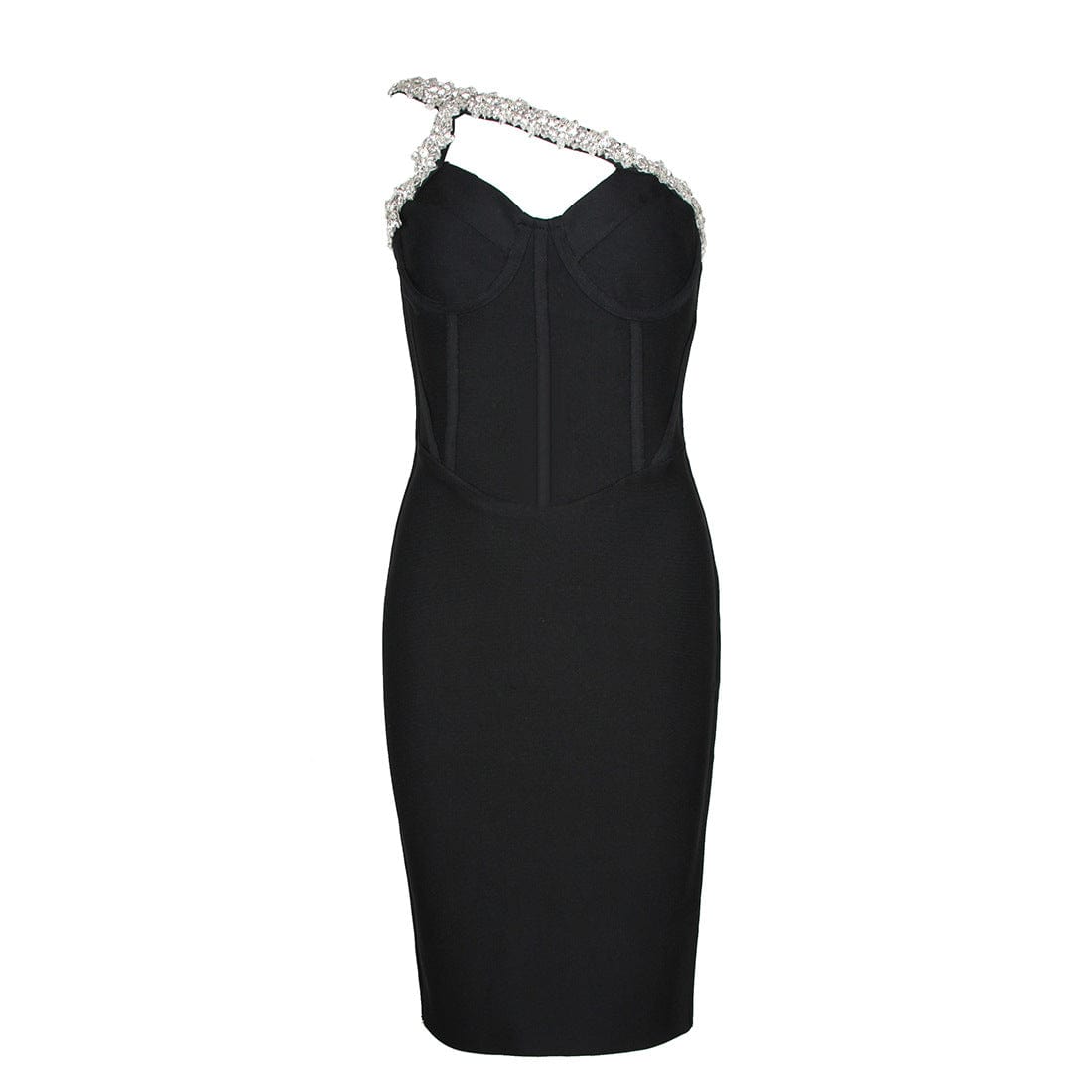 new arrival women bandage dress fashion one shoulder sleeveless beading party dress