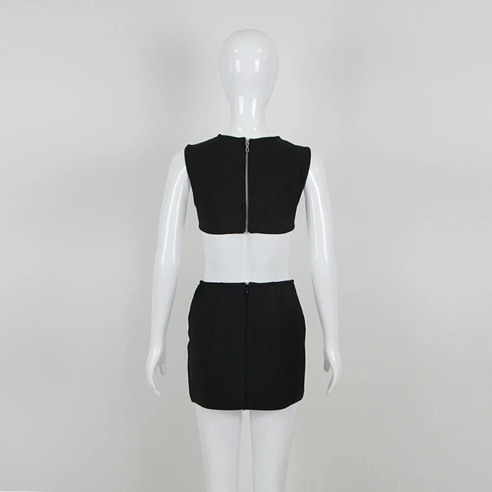 New Arrival Women's Sexy Bodycon Beaded Bandage Two Piece Set For Party Club