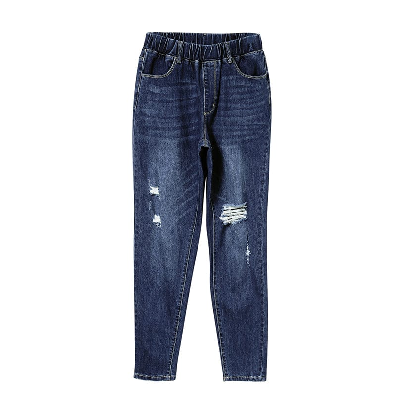 New Arrivals 2023 Casual Fashion Blue Distressed High Waist Women Skinny Jeans