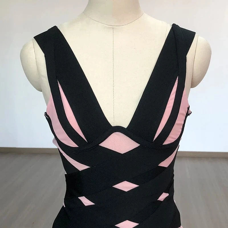 New Arrivals Women Elegant Bodycon Sleeveless Bandage Party Evening Dresses