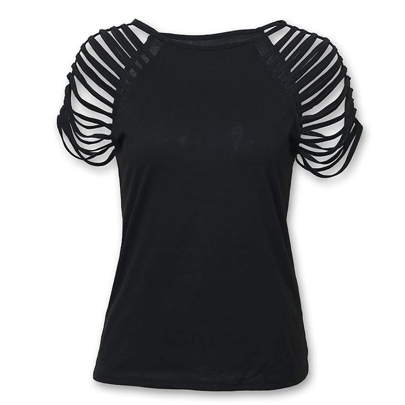 New Arrivals Women Plus Size Summer Hollow Cut Out Women Casual Tee Shirt Short Sleeve Mini T Shirt