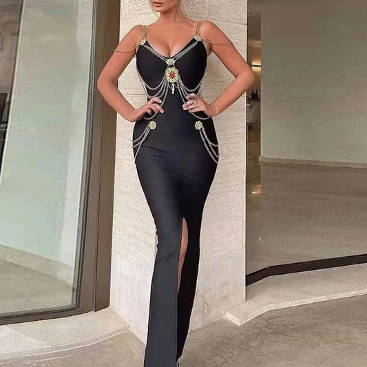 New Arrivals Women's Clothing Elegant Long Dresses Bodycon Strap Bandage Party Dress