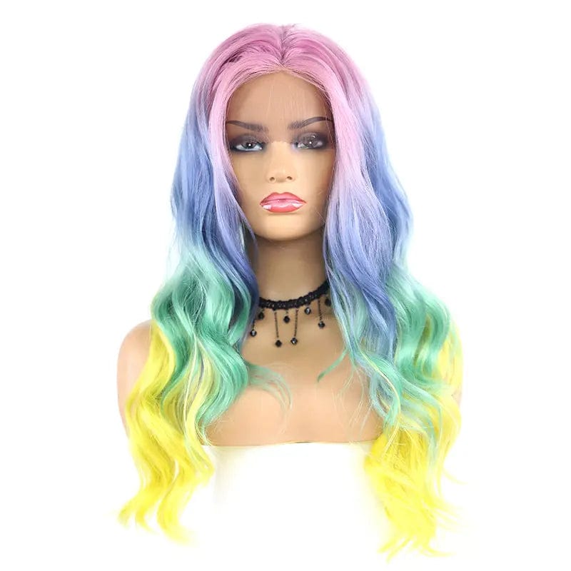 new arrive pink shine long straight lace front wigs heat resistant fiber ombre color synthetic hair wigs lace front with baby