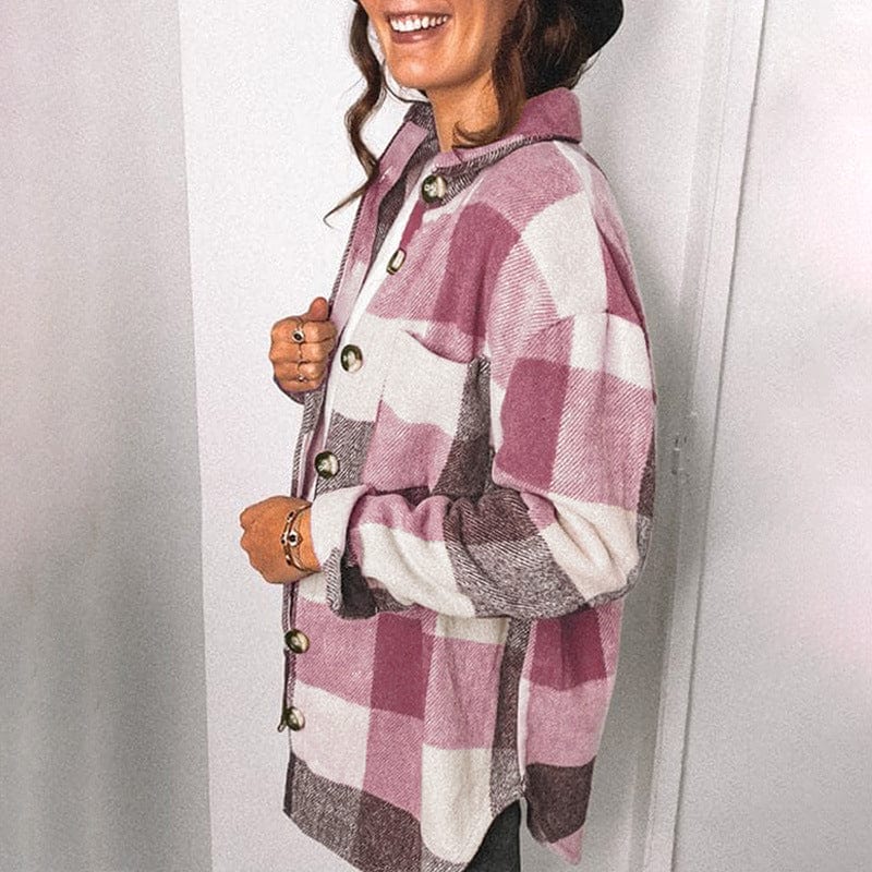 New Design 2022 Full Sleeves Plaid Women Casual Coats Comfortable Plus Size Jackets Medium Long Women Shirts