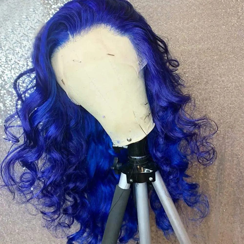 New Design Blue Color Body Wave Wigs Human Hair Lace Front Wigs for Black Women