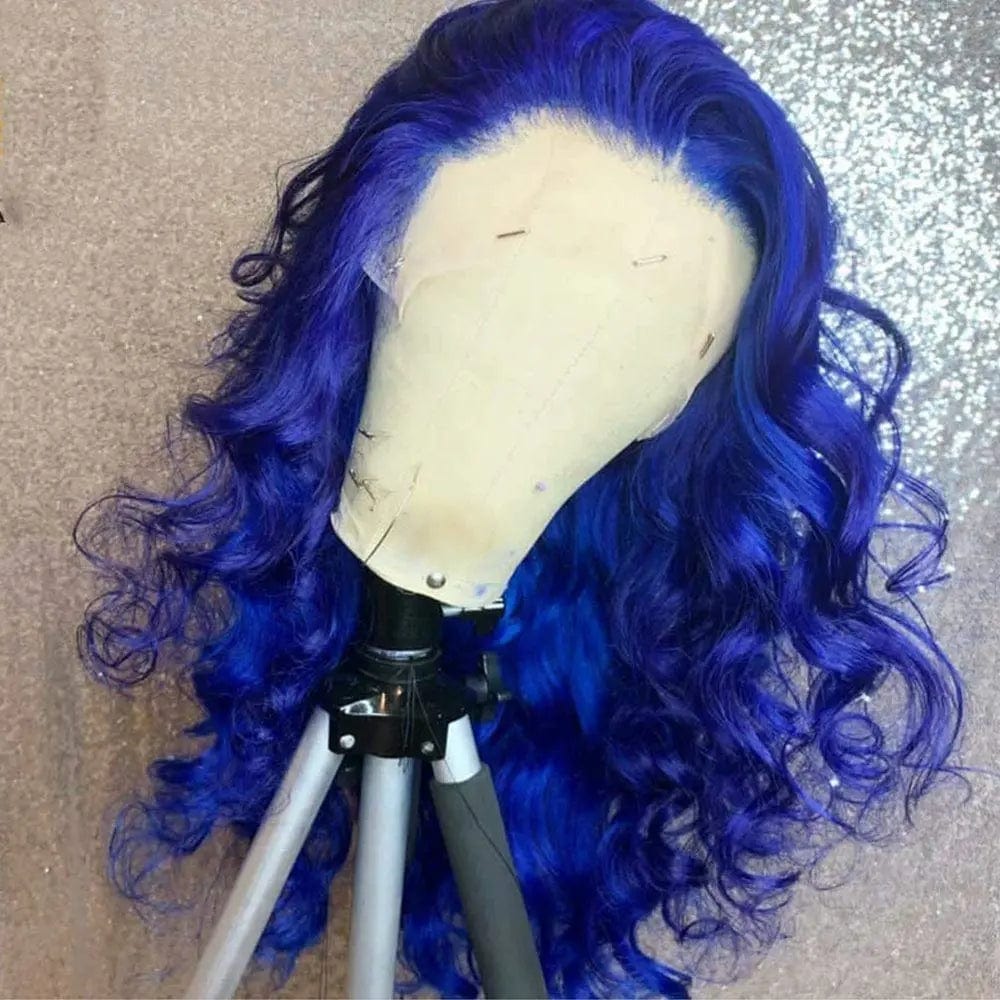 New Design Blue Color Body Wave Wigs Human Hair Lace Front Wigs for Black Women