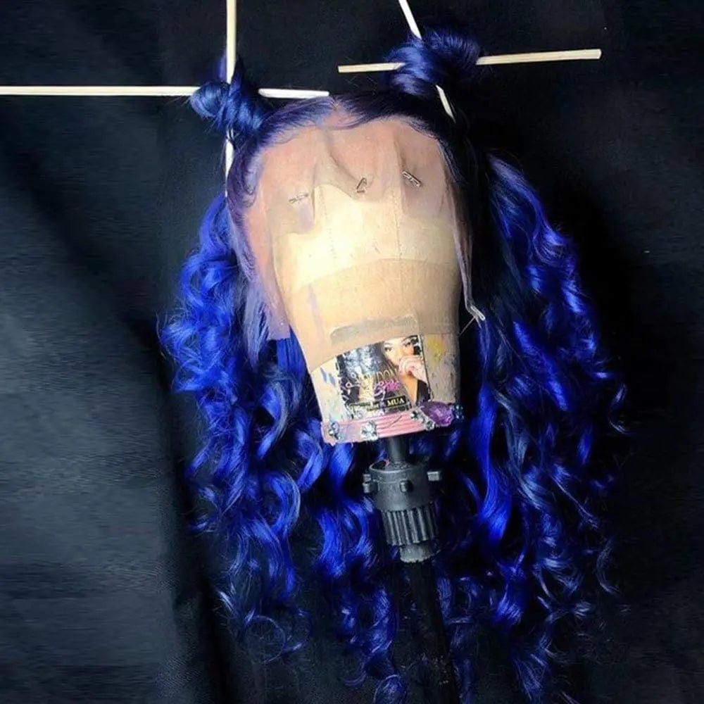 New Design Blue Color Body Wave Wigs Human Hair Lace Front Wigs for Black Women