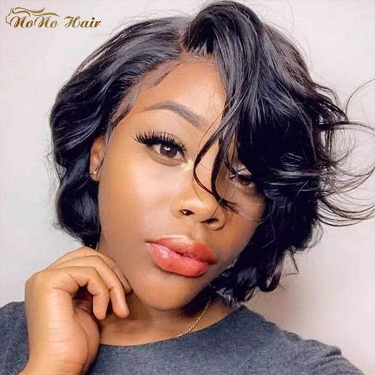 New Design Brazilian Short Bob Wig Style Natural Color Pixie Cut Pixie Cut Wig Swiss Hd T Lace Wig