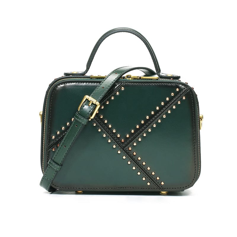 New design custom small handbag rivet shoulder crossbody bag vintage fashion bag genuine ladies bags leather handbags for women