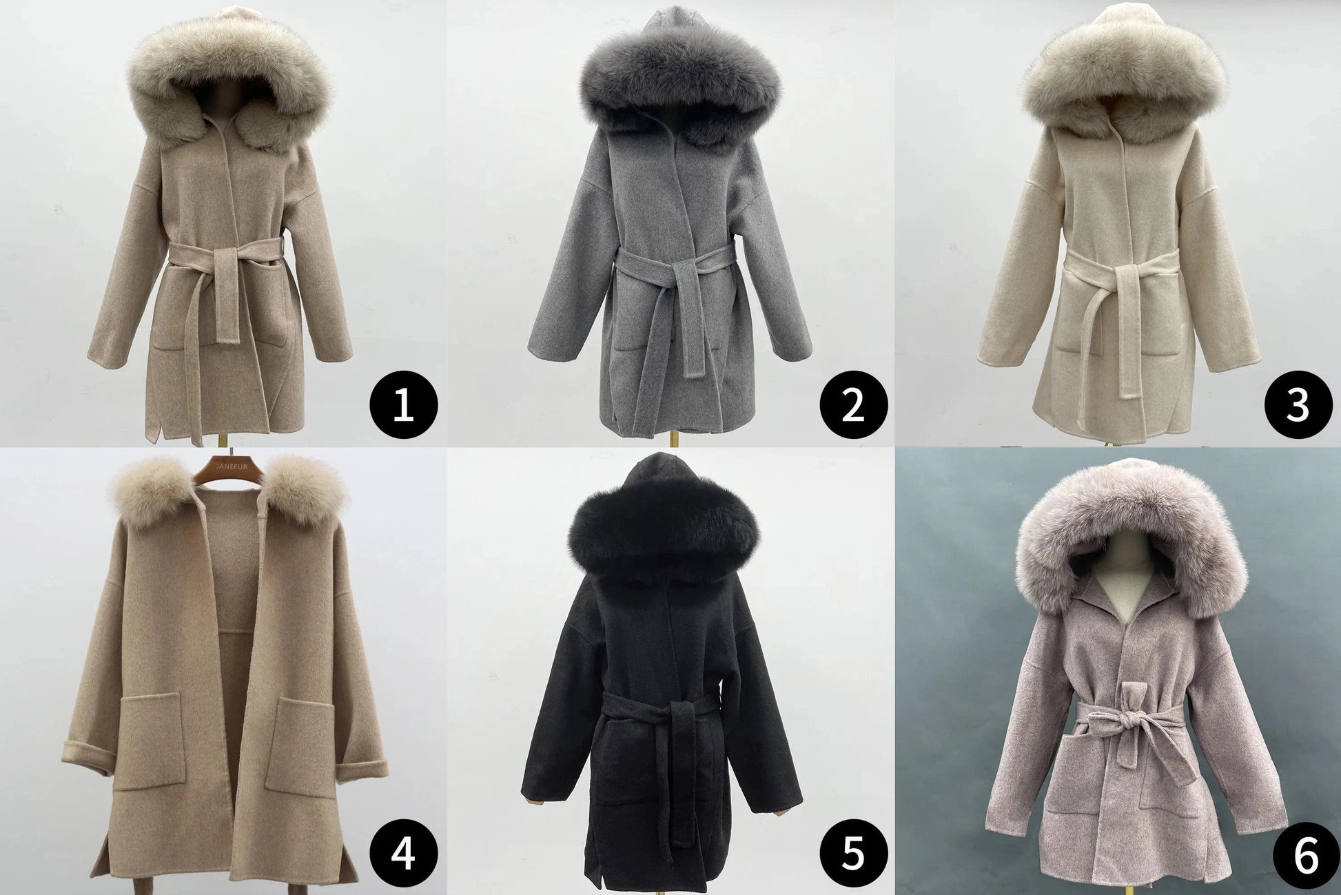 New Design Loose Size Winter Women Warm Fashion Belt Big Fur Cuff And Collar Coat Oversize Hooded Long Cashmere Wool Fur Coats