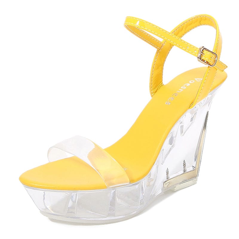 New Design Sandals Women Shoes Clear Wedge 10 cm Heeled Platform Sandals Attractive Pole Dance Sandals Shoes For Women