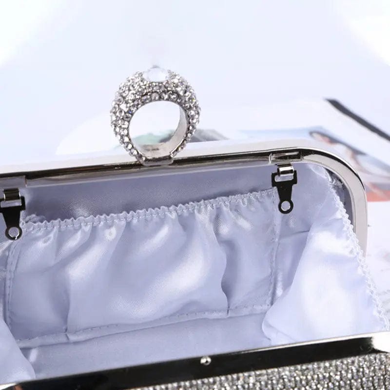 New Designer Bling Rhinestone Fringe Evening Purse Clutch White Pearl Evening Clutch Bridal Purses Girls Clutch Evening Bag
