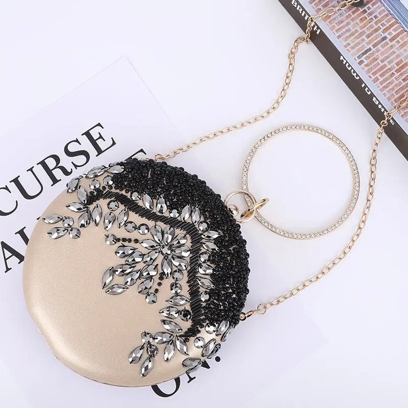 New Designer Round Portable Exquisite Single-sided Bead Embroidery Clutch Dinner Bags With Rhinestone Evening Hand bags