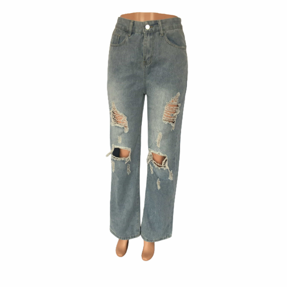 New European and American fashion denim loose high hip all-match jeans