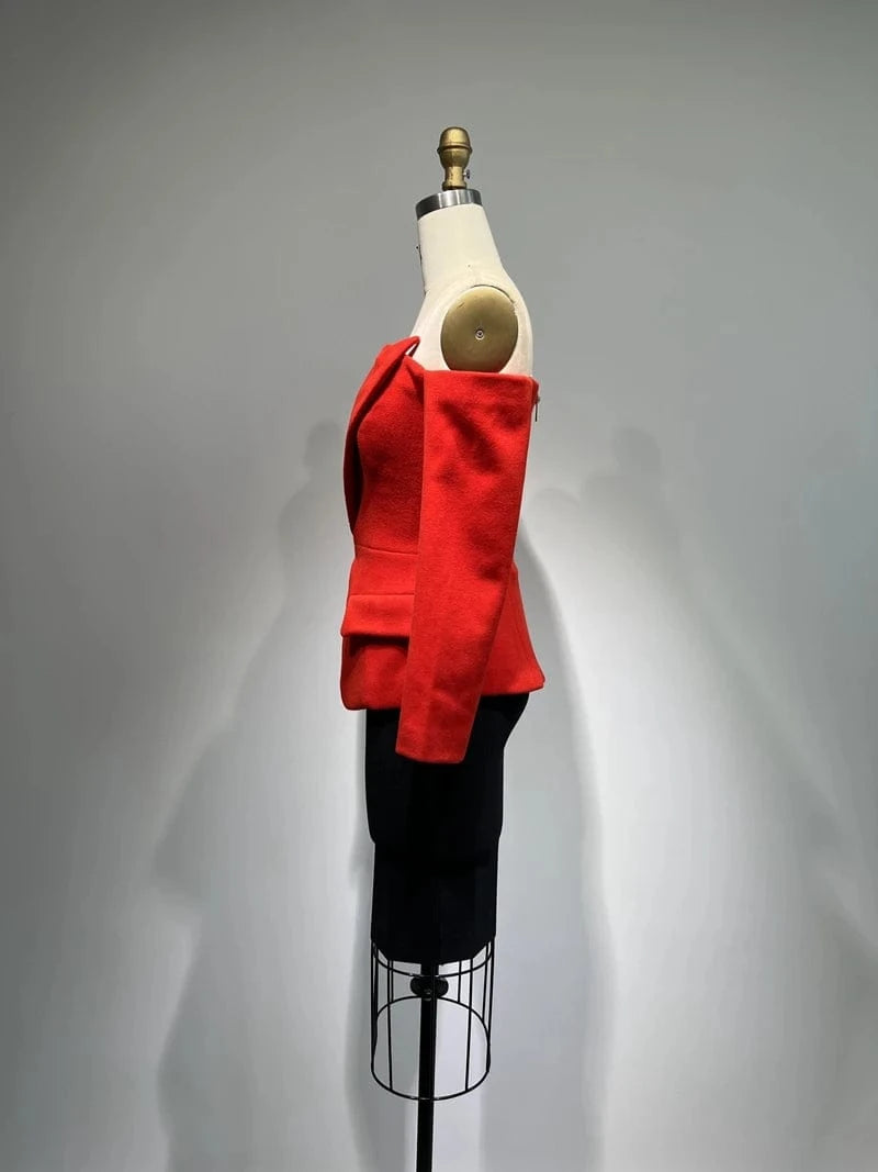 New Fashion Business Wear Long Sleeve Mini Top+Slim Black Skirt Two Pieces Suit Set Casual Blazer