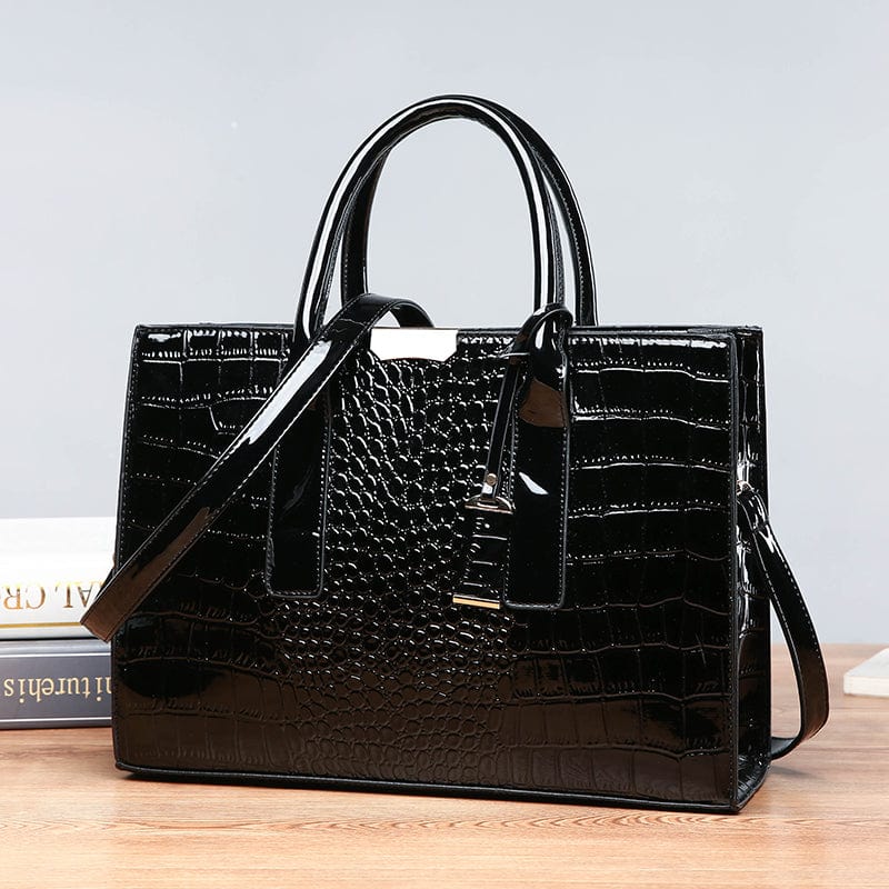 New Fashion Crocodile PU Leather Handbags for Women Large Shoulder Bag Ladies Tote Satchel Purse